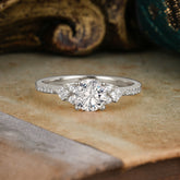 Round Cut Lab Diamond Classic Side Stone Wedding Engagement Ring